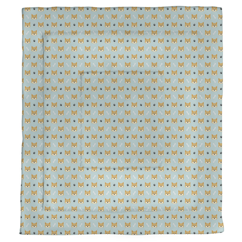 Édredon réversible simple Katelyn Elizabeth Shiba Inu, Édredon très grand, Bleu sarcelle
