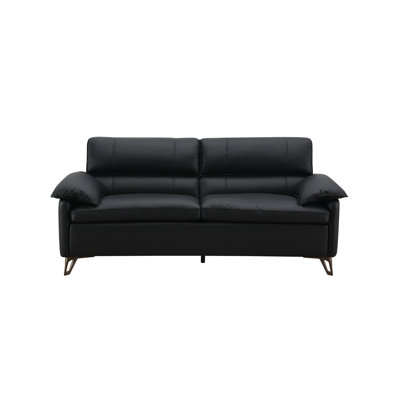 Eilene Black Top Grain Leather Loveseat