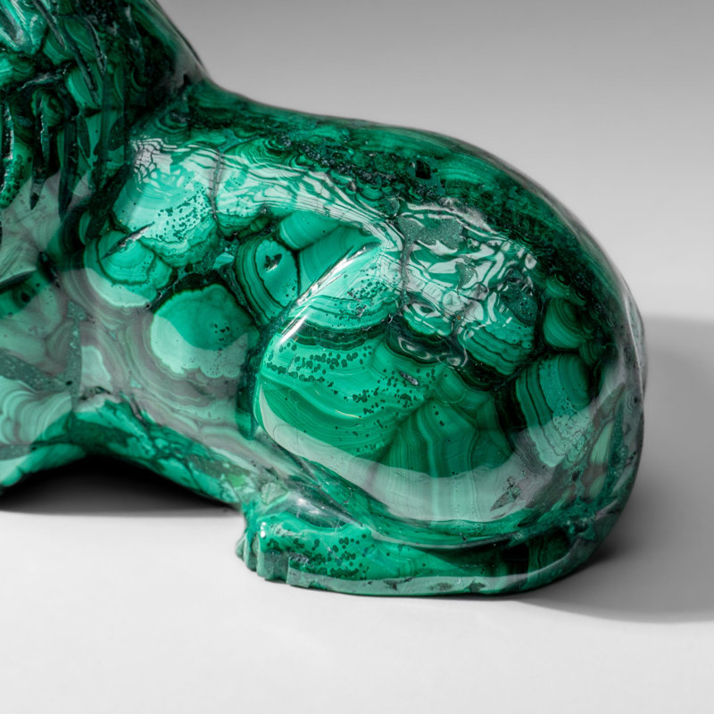 Genuine Polished Malachite Lion Carving (4.2 lbs)