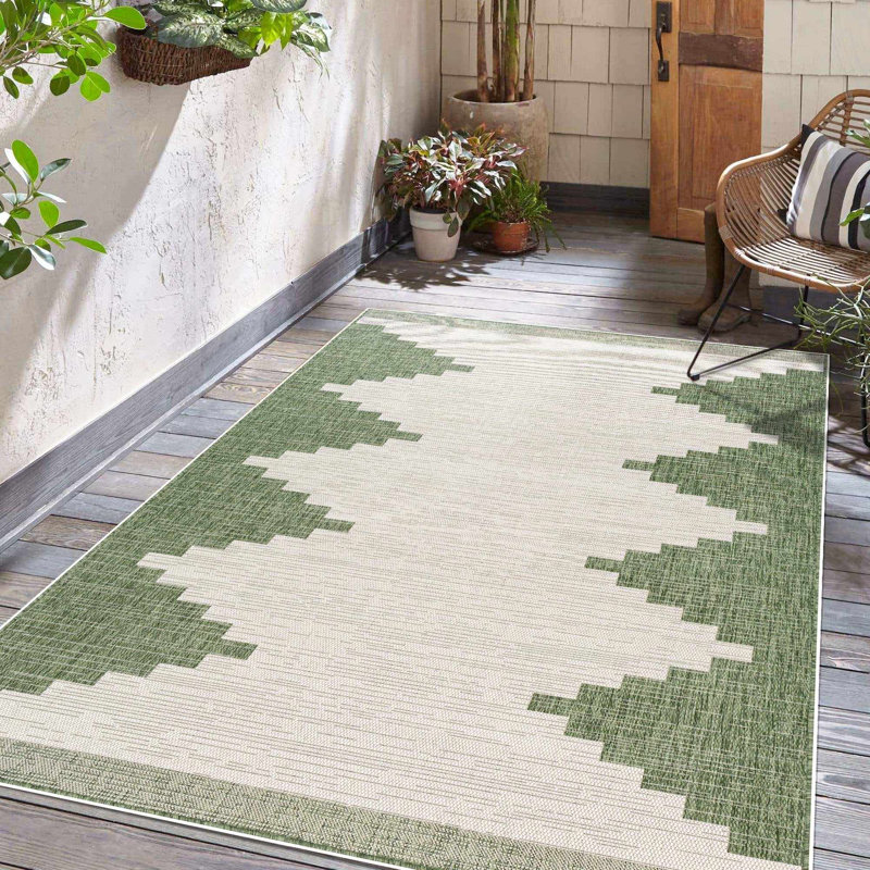 Tapis intérieur / extérieur tissé à la machine Isidro , Rectangle 4 pi 3 po x 5 pi 11 po