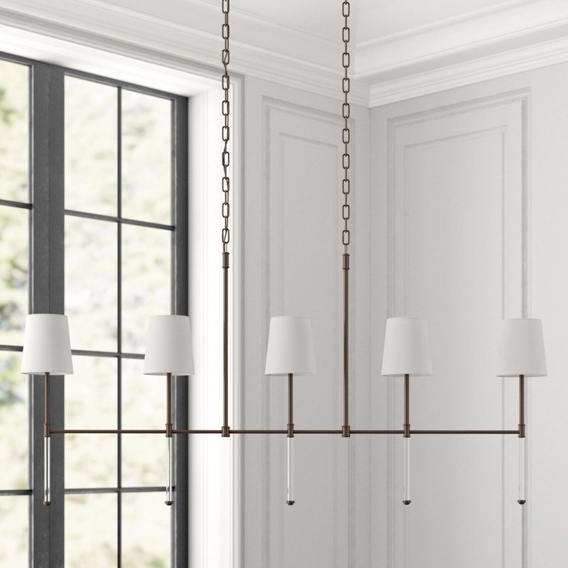 Suzanne Kasler Camille Medium Linear Chandelier, Polished Nickel, Fabric