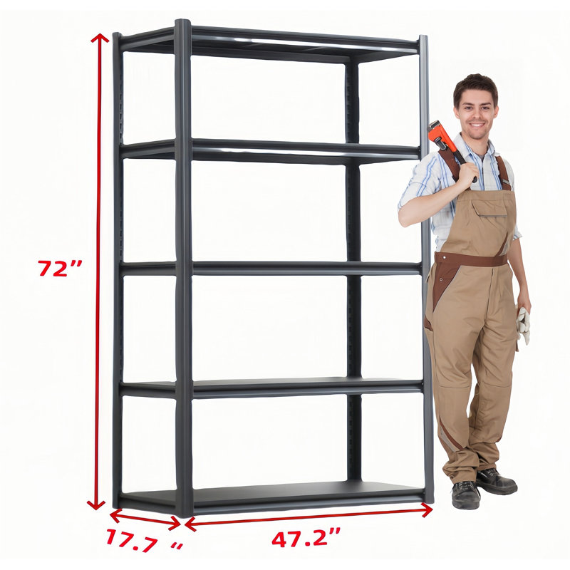 Tablettes de rangement robustes en métal, (5 tablettes) H 17,7 po x l 72 po x P 47,2 po