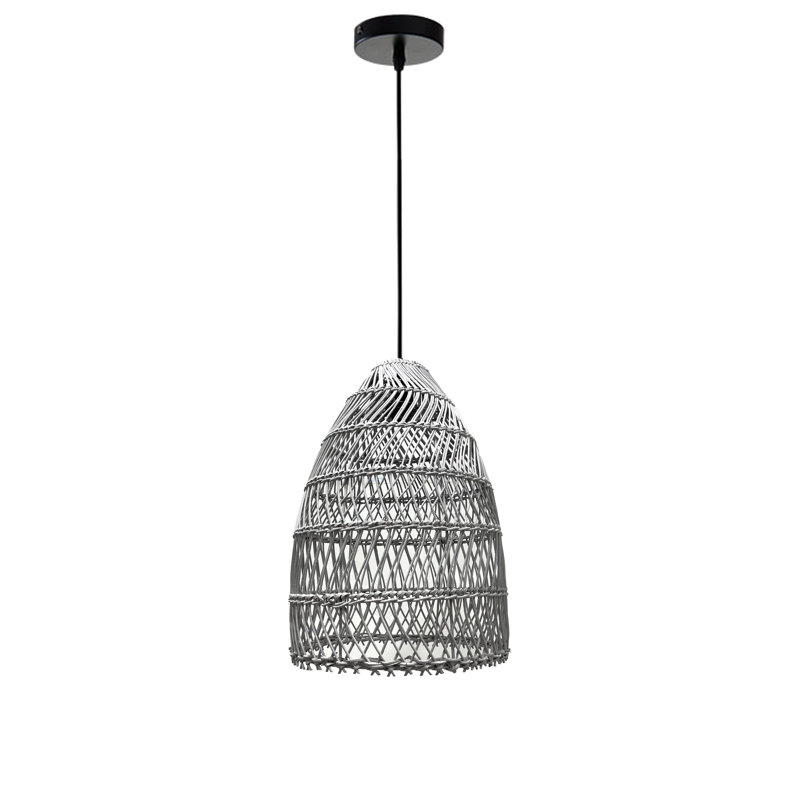 Luminaire suspendu en rotin naturel Musselman, gris