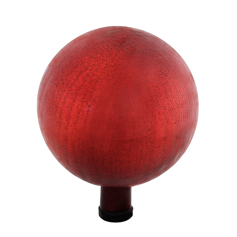Red Crackle Hand-Blown Glass 10-Inch Gazing Globe