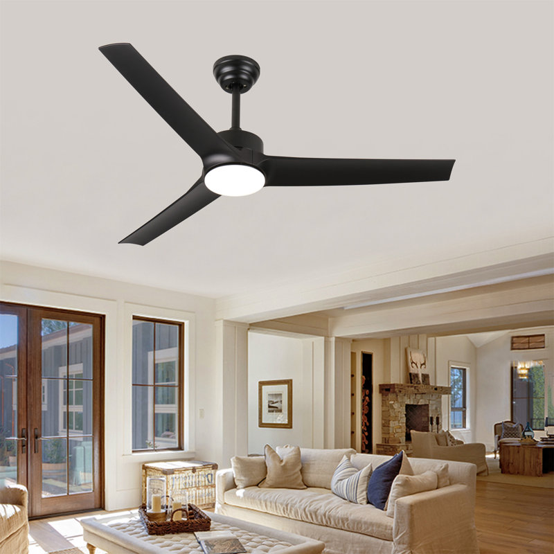 Ventilateur de plafond noir 52 pouces avec lumière