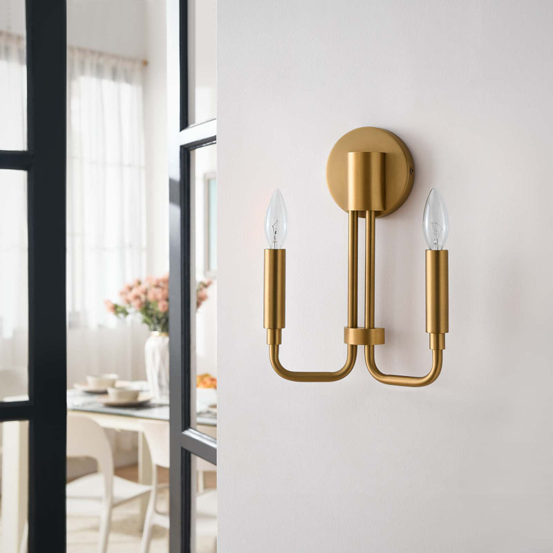 Modway Rekindle 2-Light Wall Sconce, Satin Brass