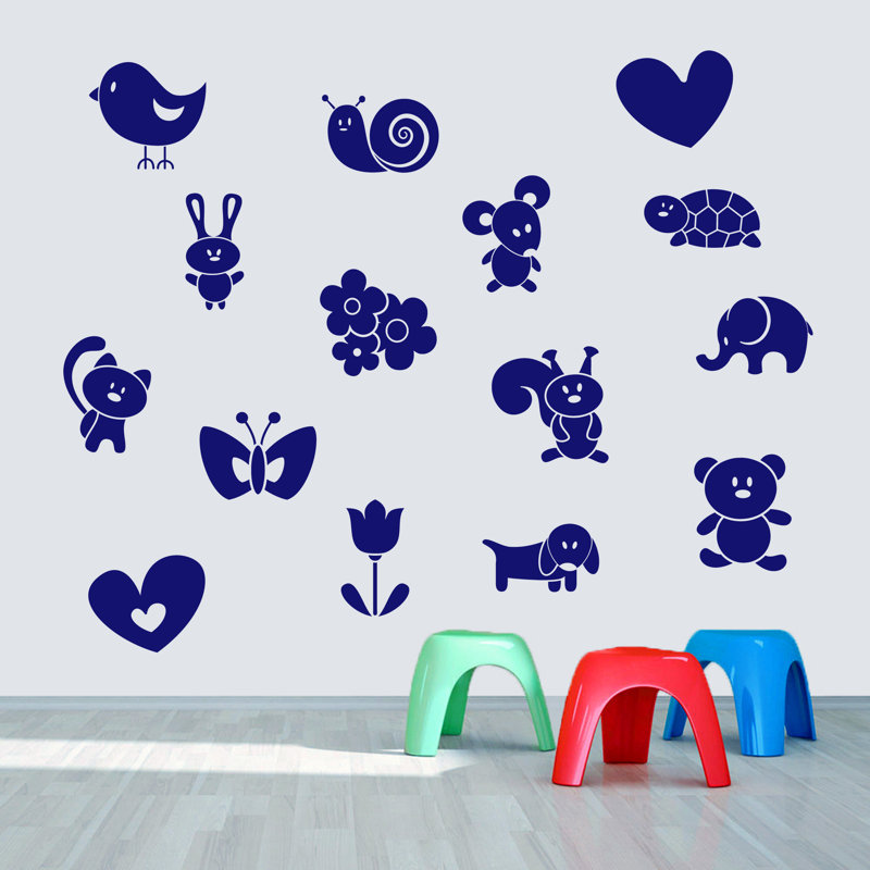 Adhésif décoratif créatures mignonnes Hearon, Bleu marine
