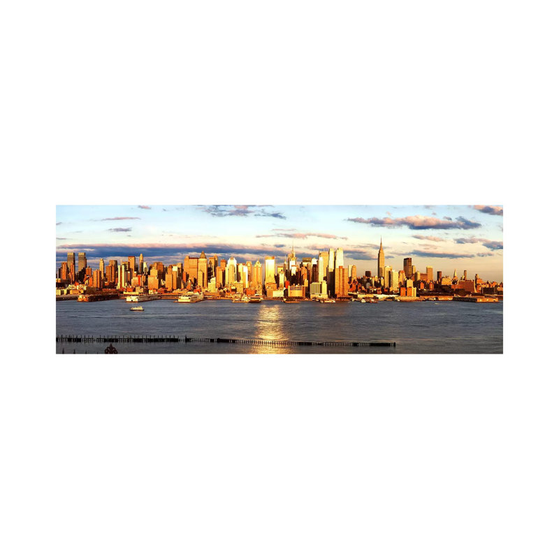 Skyscrapers In A City, Manhattan, New York City, New York State, USA - Wrapped Canvas Panoramic Print