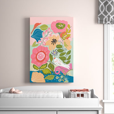 Art sur toile Kratz «Bird in Flower Patch»