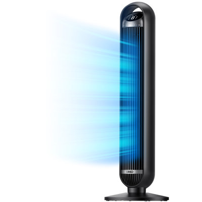 DREO 36 po Ventilateur tour, 8 vitesses, 25 dB silencieux, moteur à courant continu, oscillant à 90 ° avec télécommande en noir