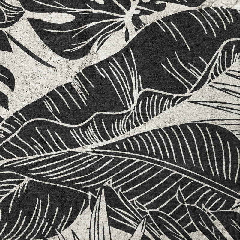 Premium Machine Washable Dream Shag ADS211 Large Leaves Rug, 10' x 14'