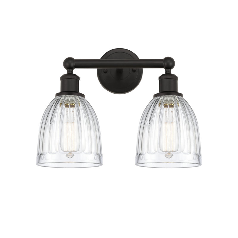 Éclairage pour meuble-lavabo à 2 lumières 14,75 po Radegonde, Blanc, Nickel poli