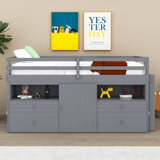 Avoca Twin Size Loft Bed with 4 Drawers, Underneath Cabinet and Shelves