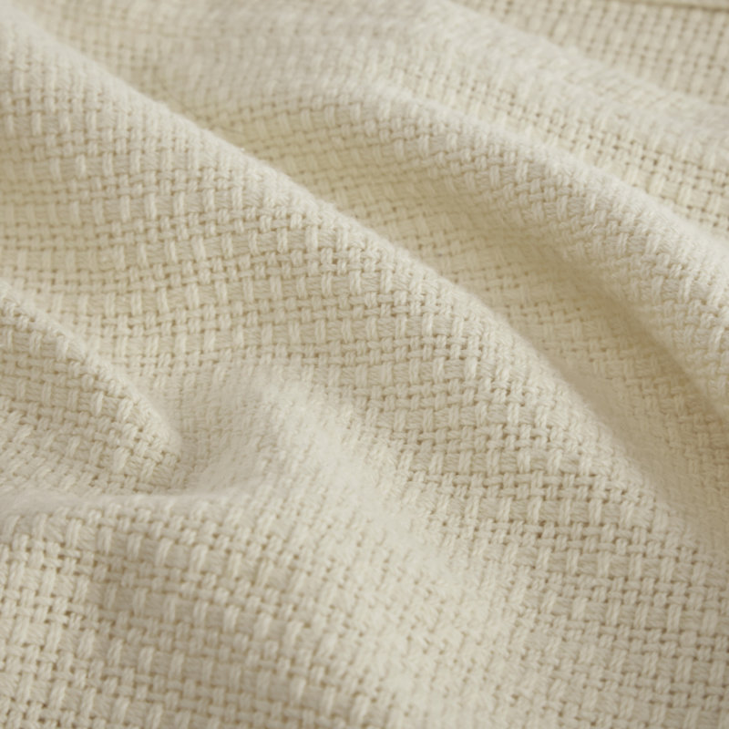 Freshspun Basketweave 100% Cotton Lightweight Cozy Blanket, King, Natural