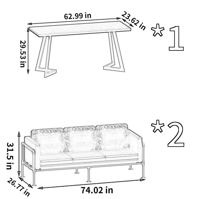 Ensemble de salle à manger rectangulaire L 23,62 po x l 62,99 po Kadhem