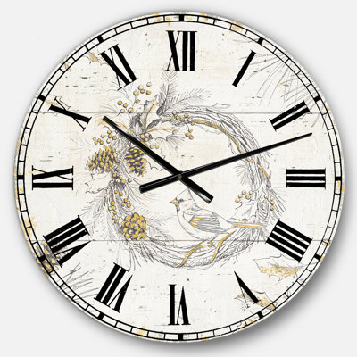 Gold Beautiful cardinals - Traditional wall clock