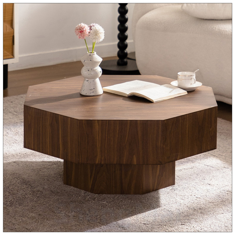 Table basse rétro en bois de forme octogonale pour salon, élégante et facile à assembler
