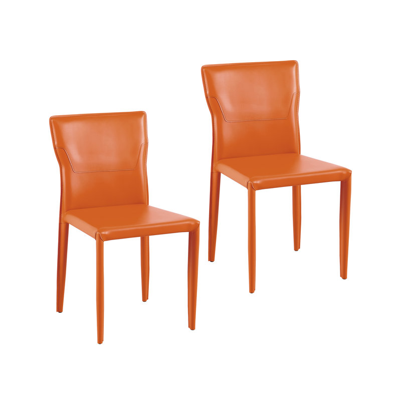 Chaise rembourrée en cuir Angelicia, Orange