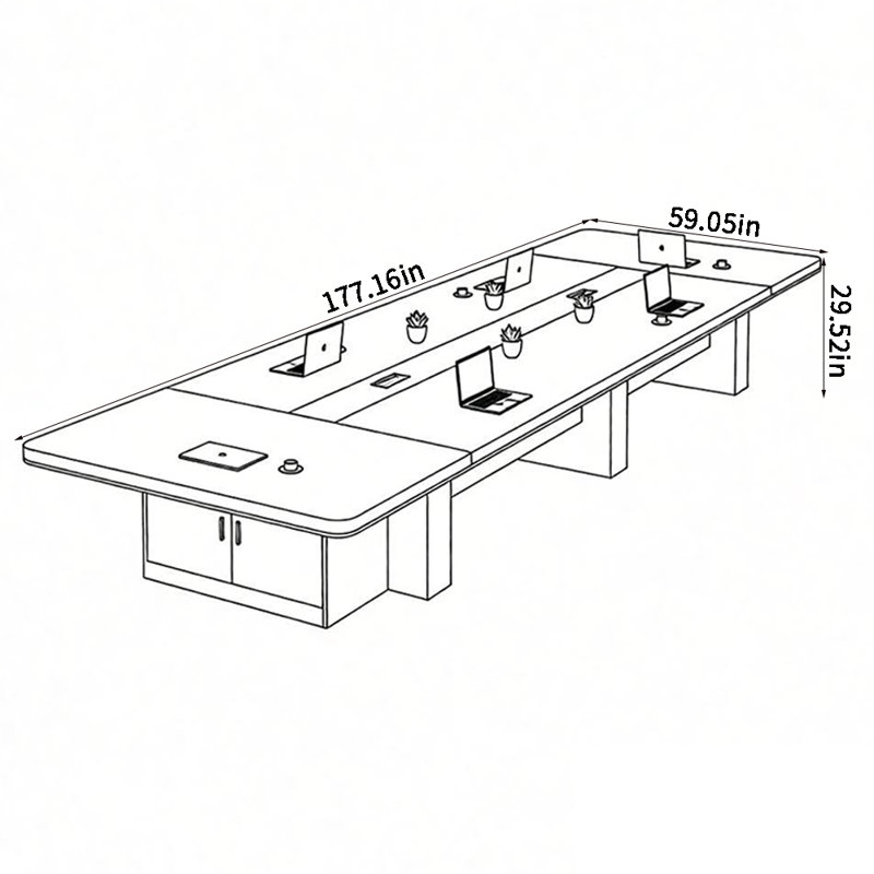Table de conférence simple et tendance, H 29,52 po x L 177,16 po x l 59,05 po
