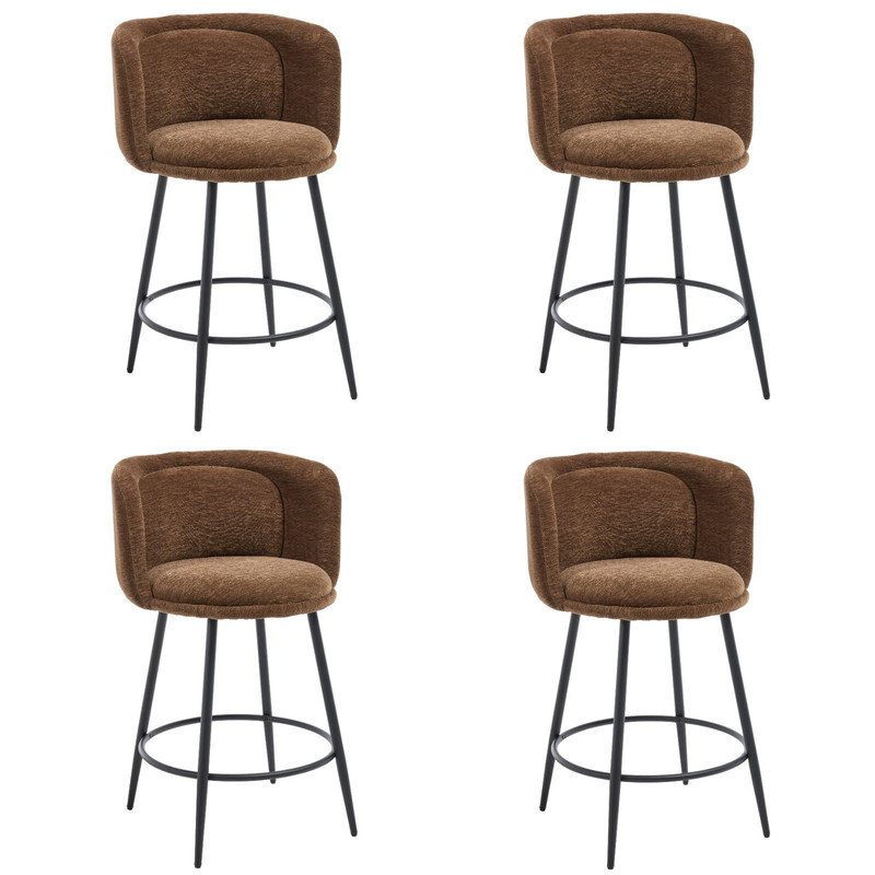 Yes Chenille Bar Stool with Iron Frame, Brown, 2