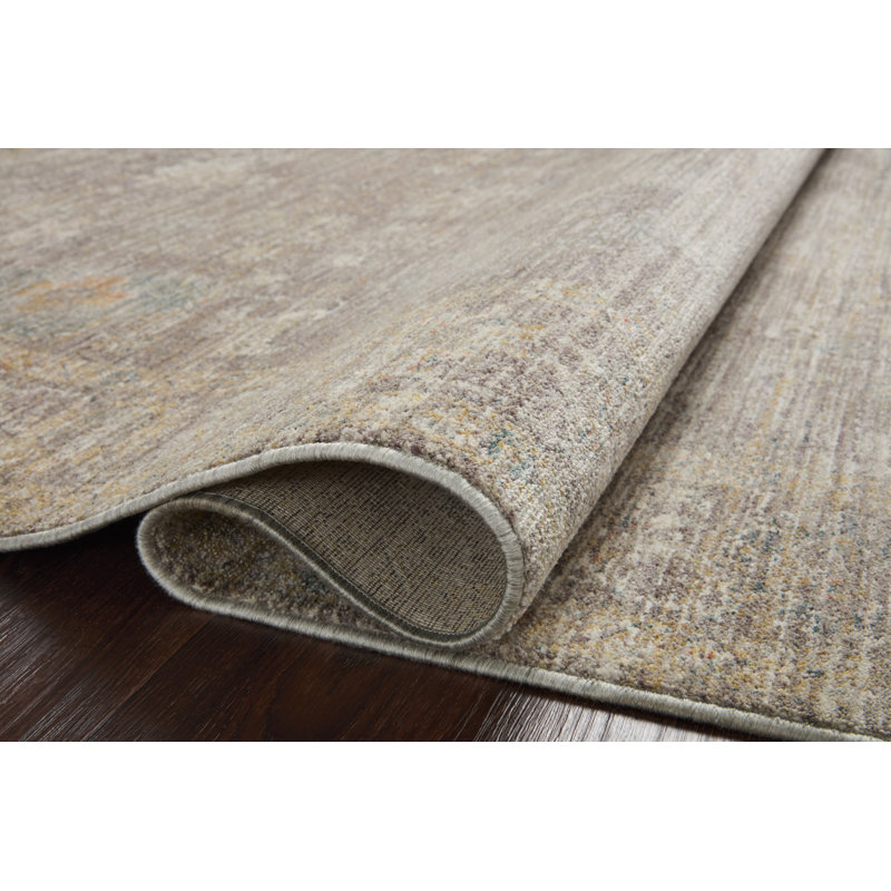 Millie Stone and Natural Floral 2' x 4' Synthetic Area Rug