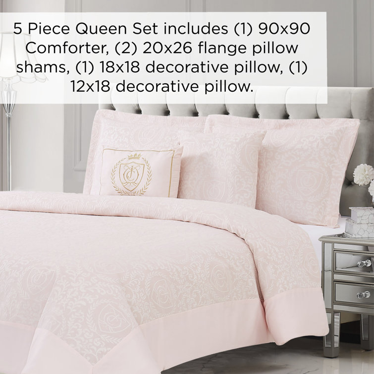Juicy Couture 4 Pc Bed Set Soft Pink King Comforter~ Shams +