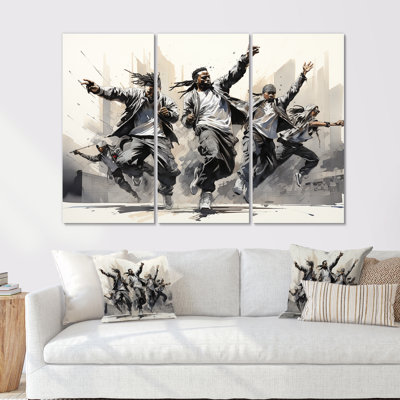 «Black and White Hip Hop Dance V», ensemble de reproduction d'art mural