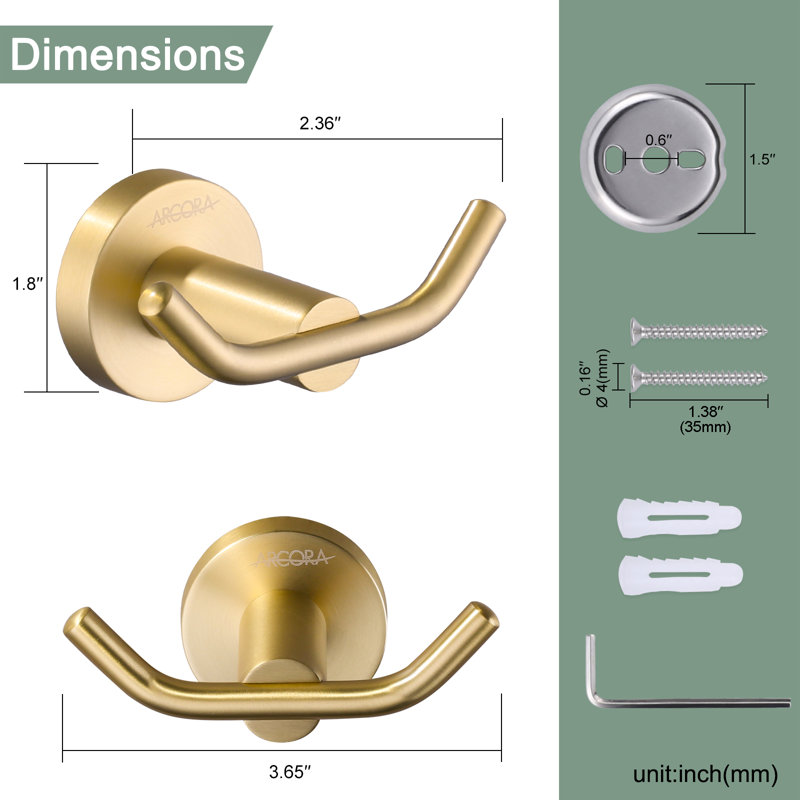 Mounting Towel Hook, Brushed Gold