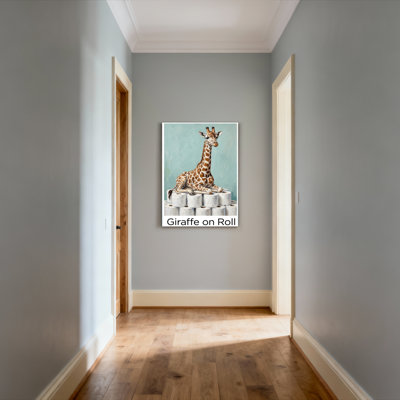 Girafe sur rouleau, ensemble de 1 reproduction d'art sur toile tendue sur toile