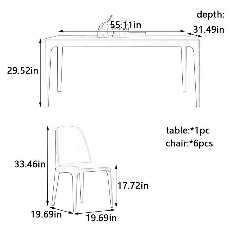Ensemble de table et chaises Creative, H 29,52 po x L 55,11 po x l 31,49 po