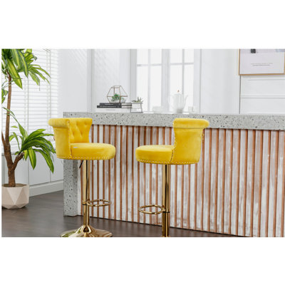 Ensemble 2 pièces de tabourets de bar à hauteur réglable avec repose-pieds, convenant aux cuisines et aux restaurants