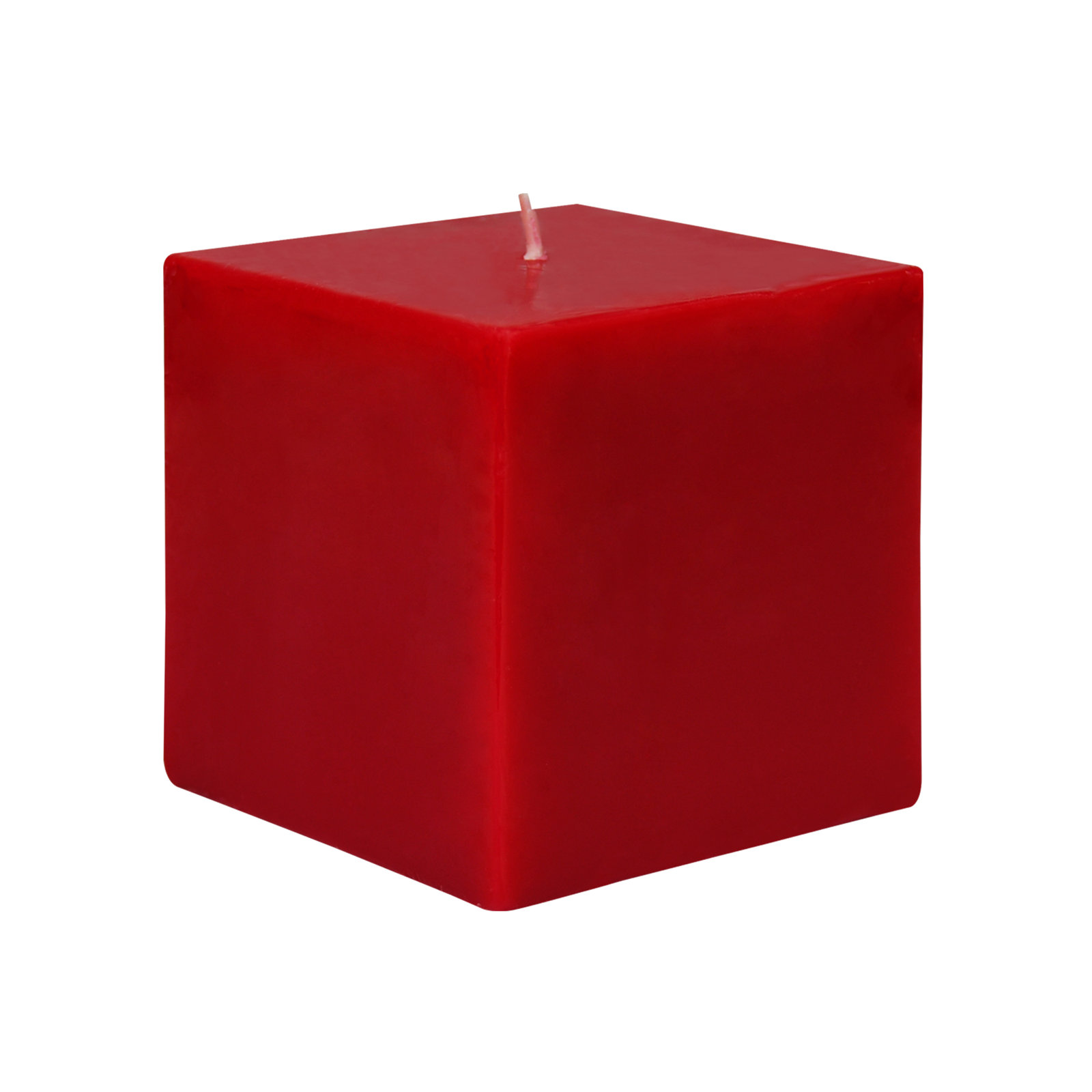 Square Pillar Candle, 3" H x 3" W x 3" D, Red, 1 Candle