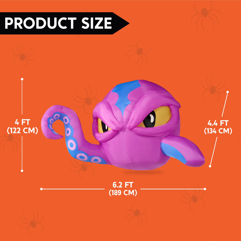 4FT Halloween Inflatable Octopus with LED Lights