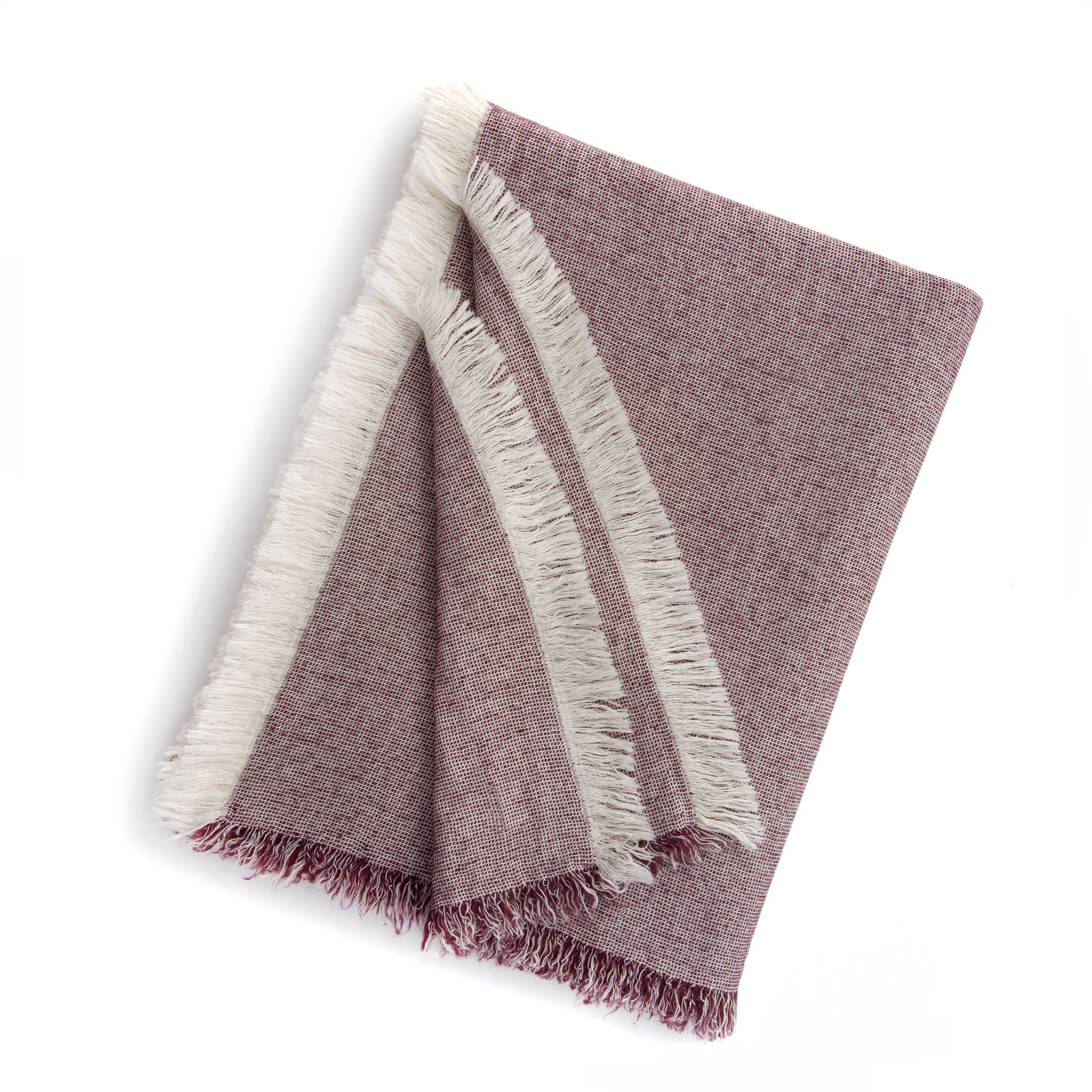 Hedwig Cotton Blend Hand Woven Throw Blanket, Burgundy
