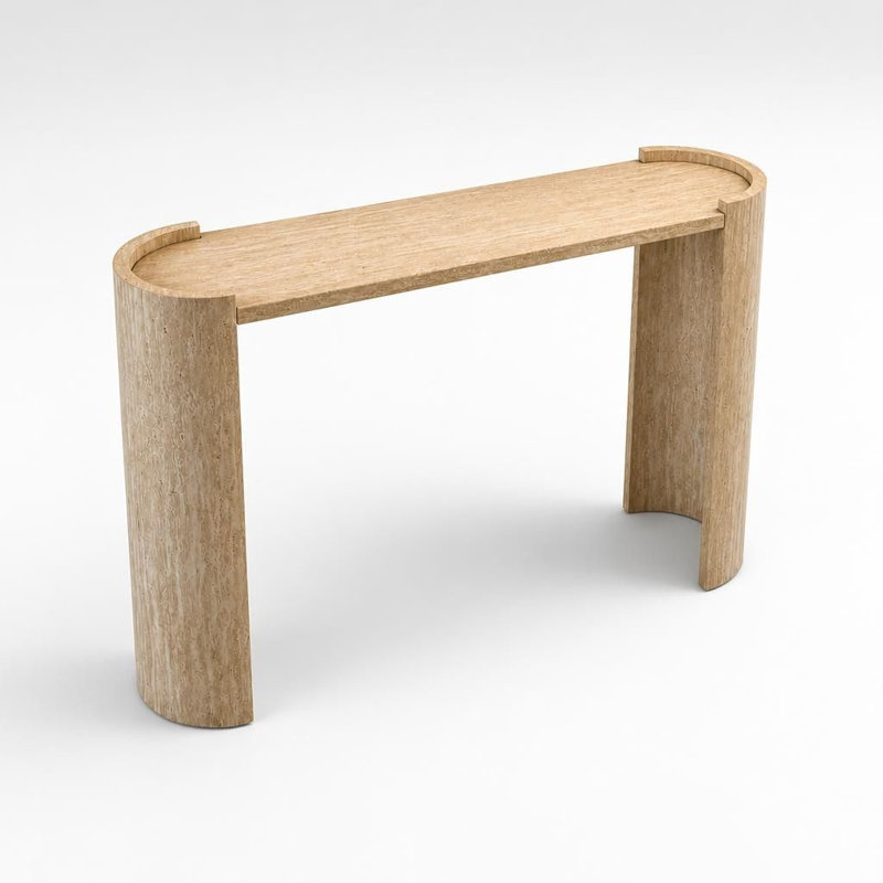 Console étroite et minimaliste moderne de 119 cm (47 pouces) avec plateau incurvé et pieds en forme de U, table d'entrée mince en MDF pour couloir ou hall d'entrée, montage facile, table d'appoint décorative pour petits espaces, meuble fonctionnel et élégant.
