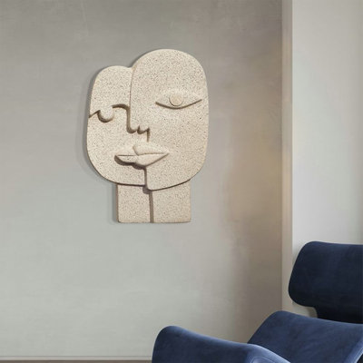 Décoration murale en relief beige à texture de pierre à double face abstraite