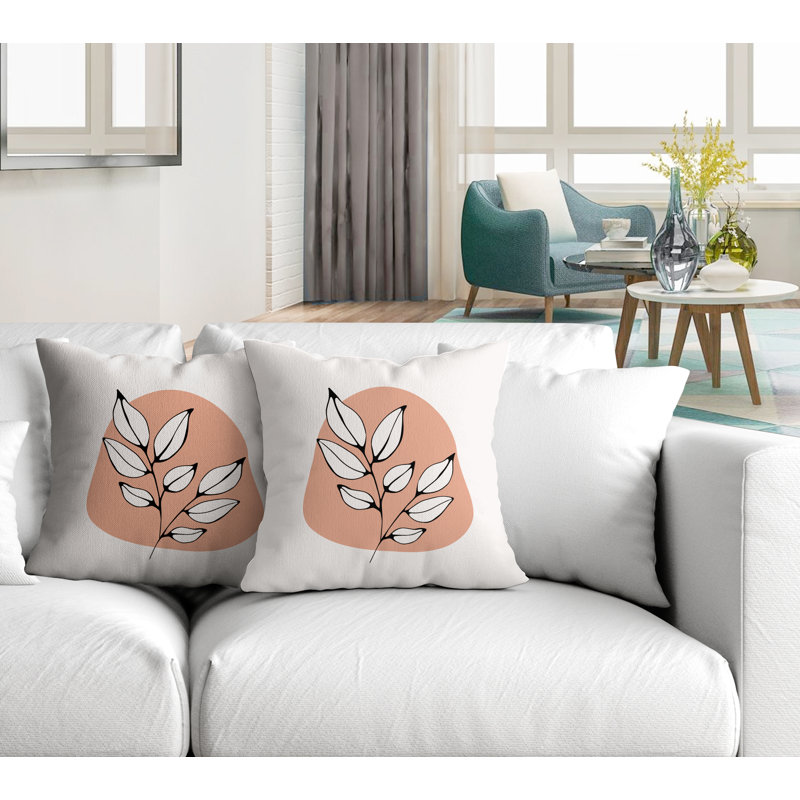 Jeté carré en polyester / mélange de polyester intérieur / extérieur, L 17 po x H 17 po, Saumon / beige