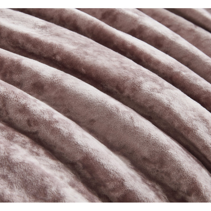 Lux Distressed Velvet Reversible Comforter Set, Queen Comforter + 2 Standard Shams, Dusty Pink