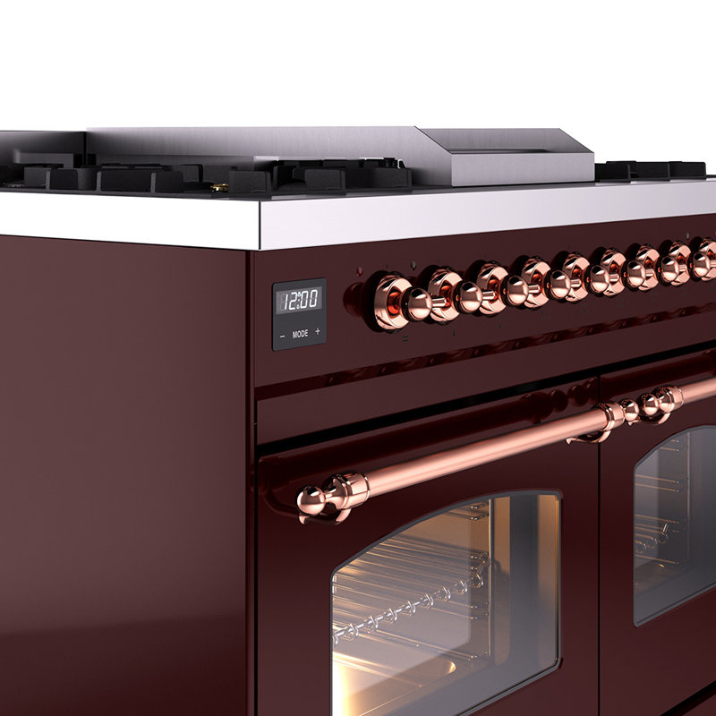 ILVE Nostalgie II 40 in Dual Fuel Range, White/Brass, Natural Gas