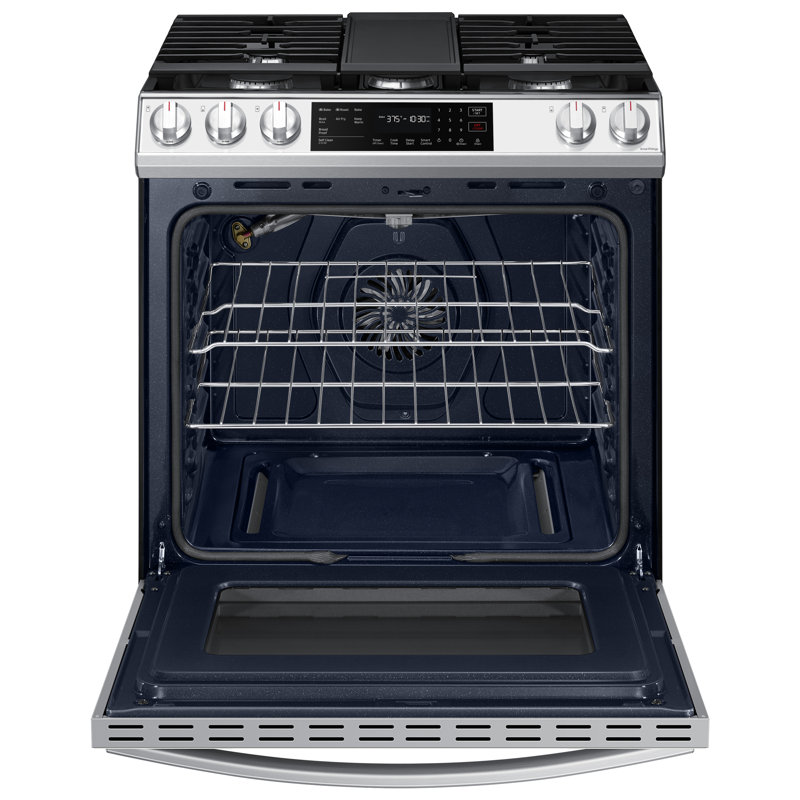 Samsung 6.0 cu. ft. Smart Slide-in Gas Range with Air Fry & Convection in Bespoke White Glass