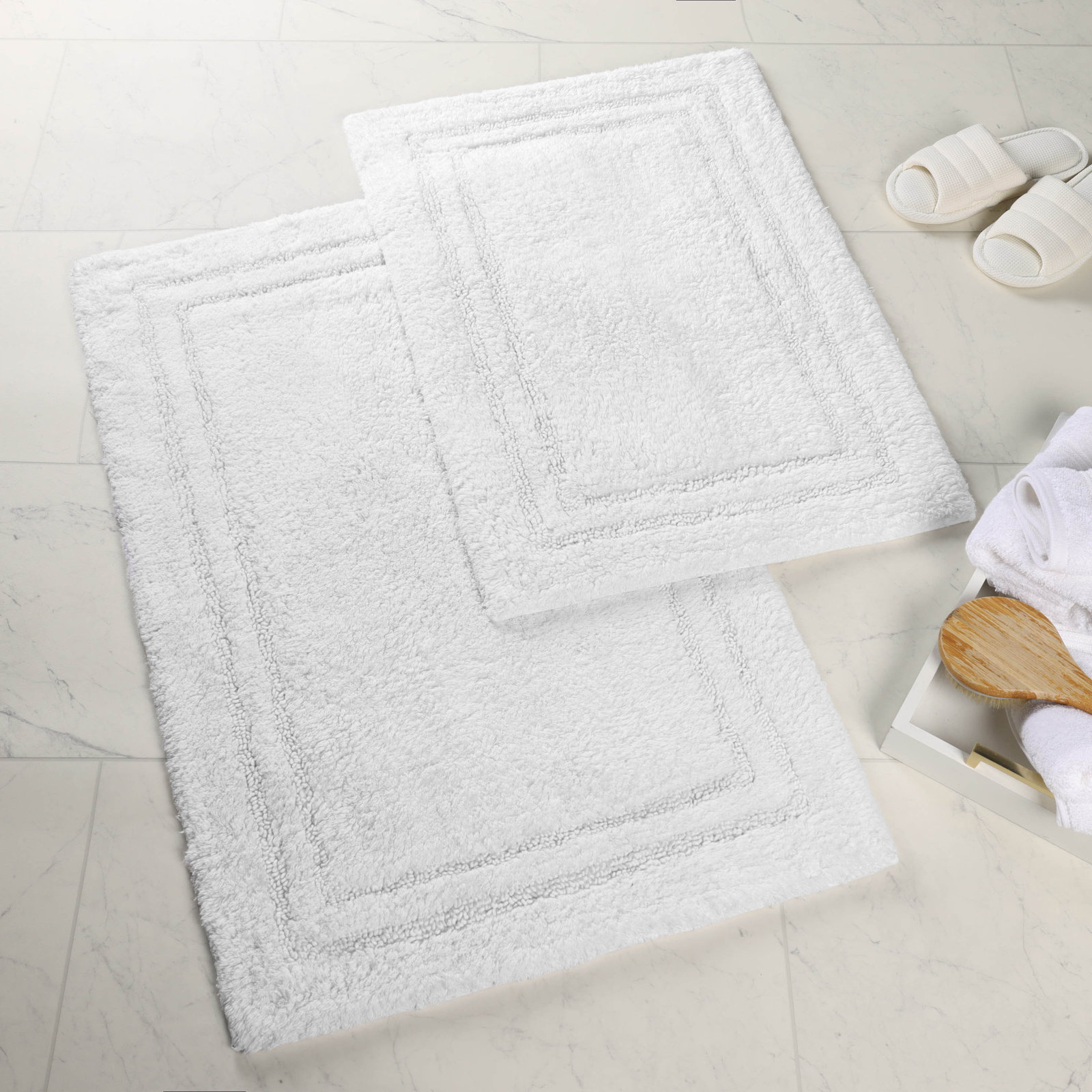 Cotton Bath Rug, Solid White