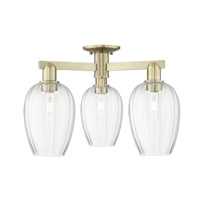 Ruvalcaba - 3 Light Flute Shade Semi-Flush Mount