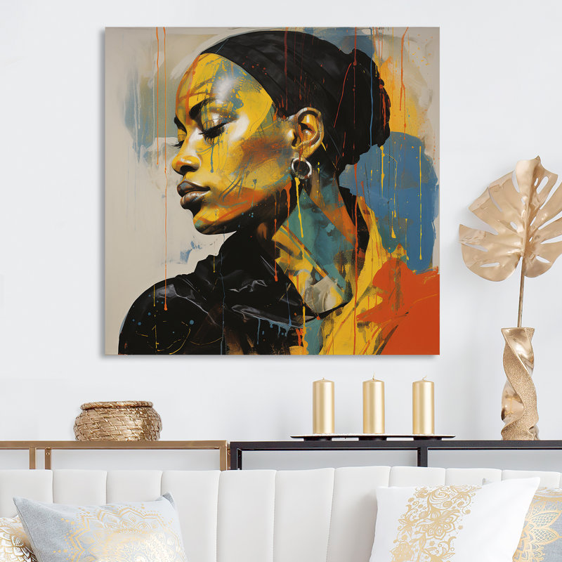 Portrait de femme de reggae africain I - mode, art en métal, H 16 po x l 16 po