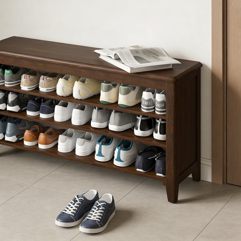 Banc d'entrée pour chaussures avec tablettes réglables, 20.6" H x 31.5" W x 11.8" D