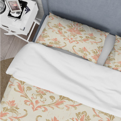 Pink Gold Flowers II - Country Duvet Cover Set