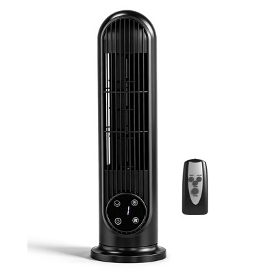 16 in black mini tower fan,dual floor & wall mount oscillating fan with touch control & remote,3 speeds,9-hour timer,copper motor,110V 25W for home bedroom