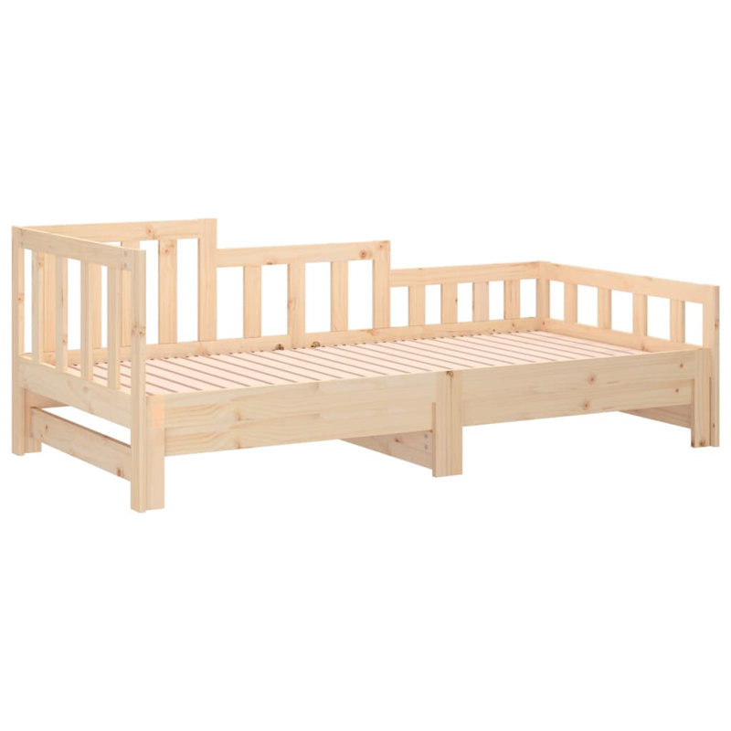 Farlough Solid Wood Daybed with Trundle, natural, 90 x 200 cm