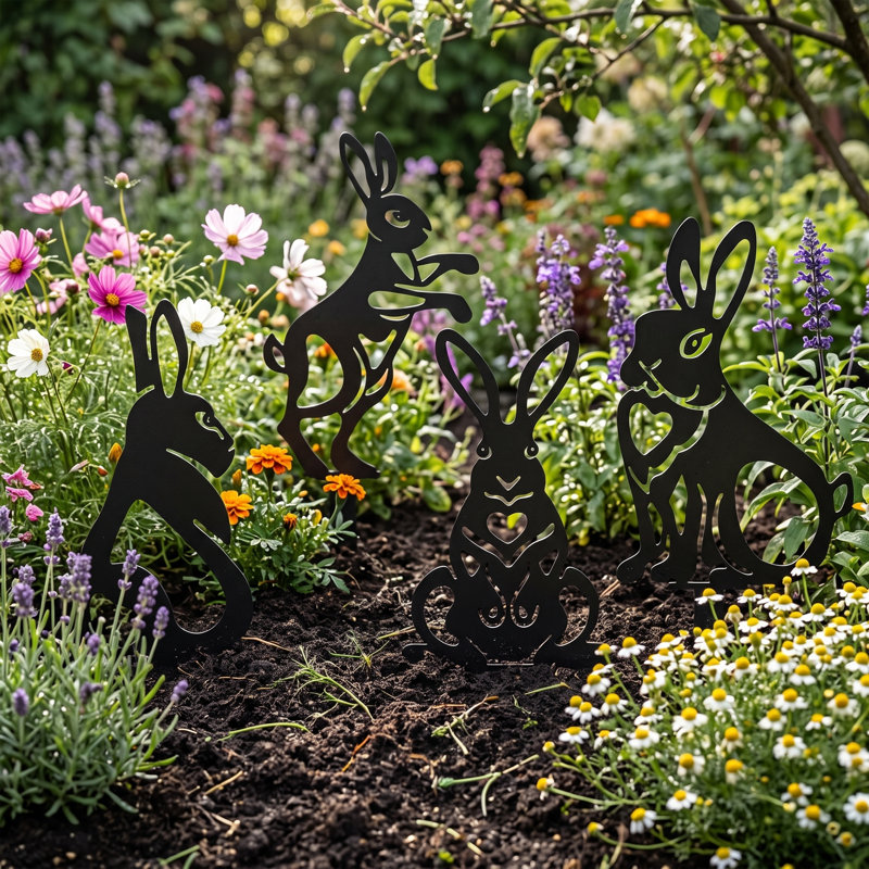 Ensemble de piquets de jardin en métal 4 pièces