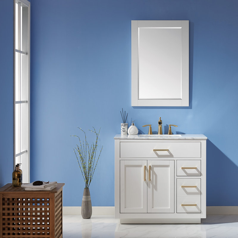 Ensemble de meuble-lavabo simple 36 "avec miroir Candrice, Blanc