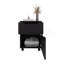 Ethan Open Shelves Nightstand With One Door, Modern Bedside Table For Bedroom Storage, Black